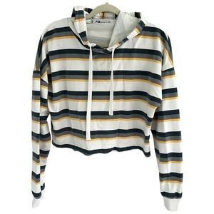 FB Sister Women’s Striped Cropped Long Sleeve Hoodie ‎ Sz L